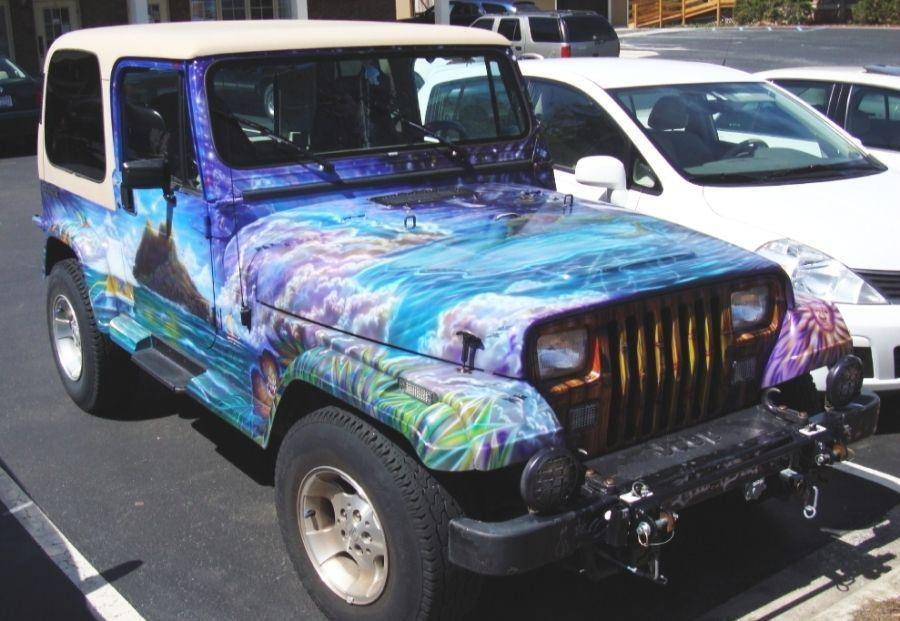 Jeep azul - pintura temática ecológica