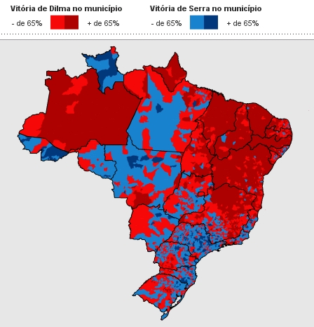 Mapa eleições - Brasil não é um país dividido
