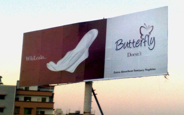 Propaganda de absorvente feminino WikiLeaks Butterfly