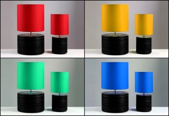 Reciclagem - luminárias coloridas com discos de vinil