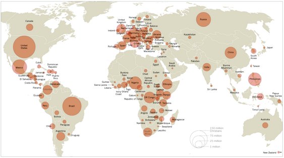Mapa mundi das religiões cristãs