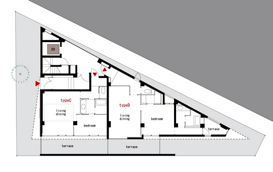 Planta de residência triangular