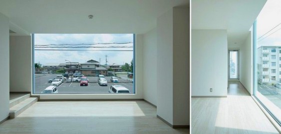 Sala com vista de imóvel triangular