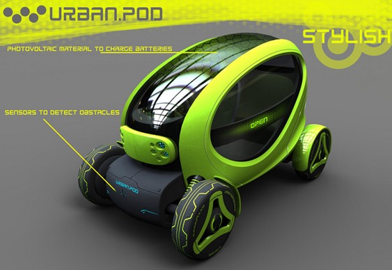 Urban Pod Carro Futurista Automóvel urbano do futuro
