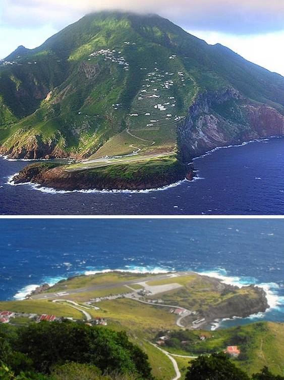 Um dos aeroportos mais sinistros do mundo na ilha de Saba ...