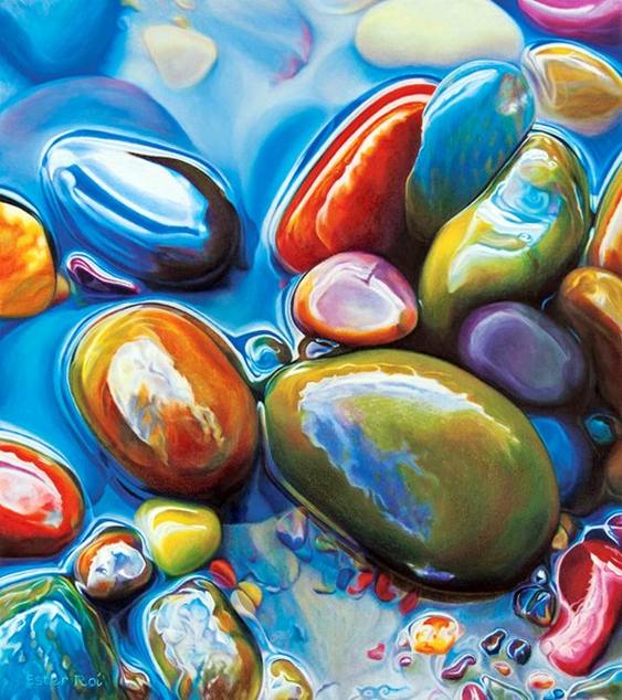 Arte com pedras roladas