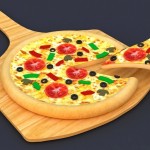 Painéis murais de pizzas e letreiros em 3D para pizzarias