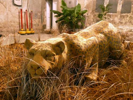 Escultura areia leopardo