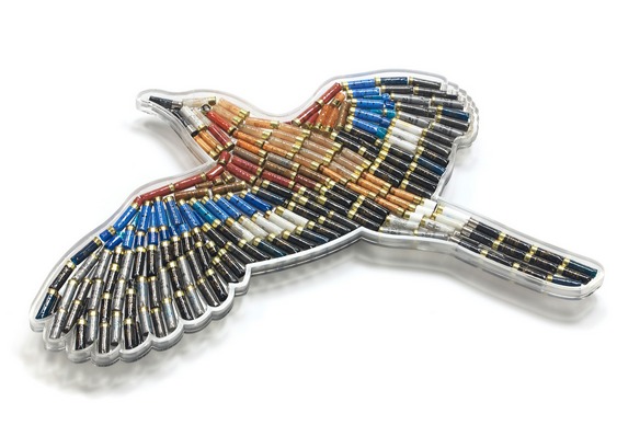 Arte com balas e projéteis usados na caça de aves