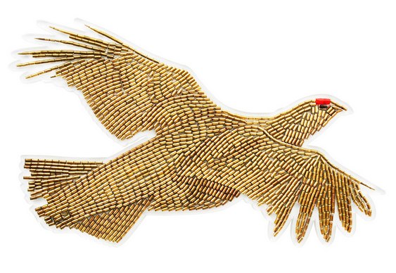 Arte com balas e projéteis usados na caça de aves