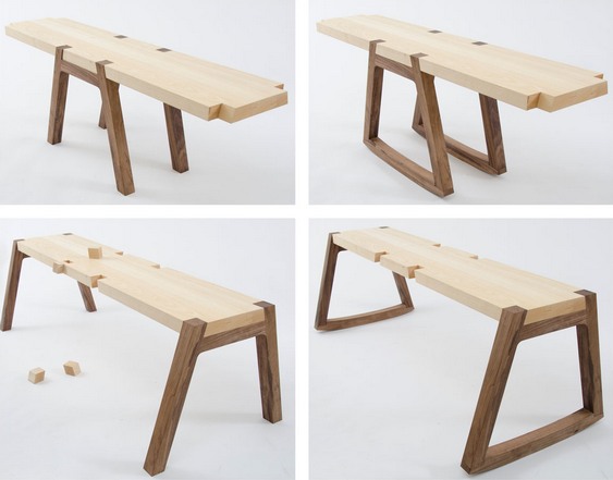 Mesa cadeira balanço Bancada modular de madeira