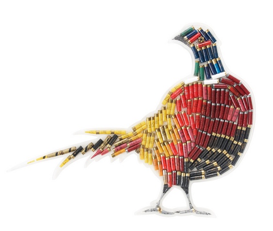 Arte com balas e projéteis usados na caça de aves