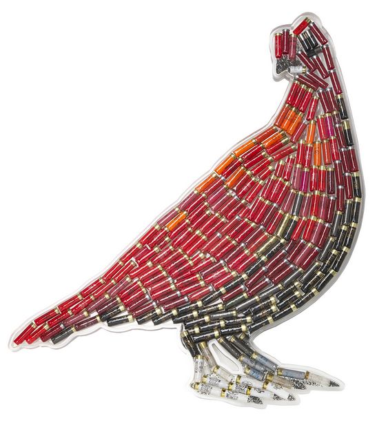 Arte com balas e projéteis usados na caça de aves