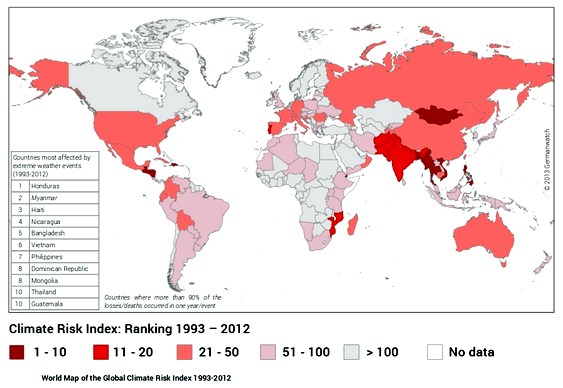 Mapa de eventos climáticos