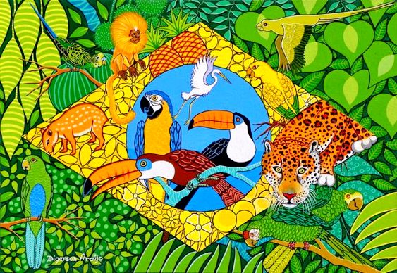 Fauna e flora na bandeira do Brasil