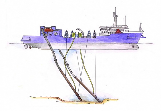 Navio com bombas de sucção