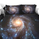 Roupas de cama de cetim decoradas com estampas astronômicas