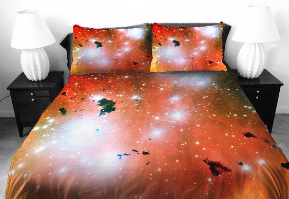 Fronhas, lençóis e edredons com galáxias