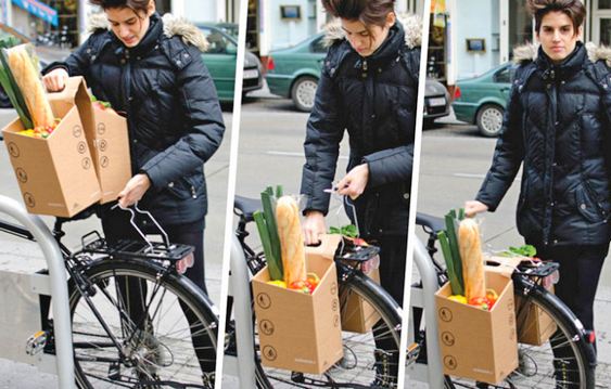 Bagageiro sustentável para bikes