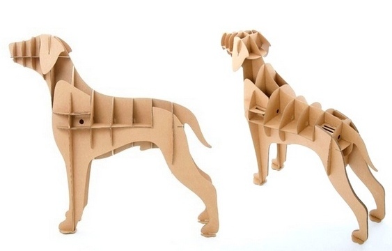 Armário cãozinho Retriever Labrador de papelão reciclado
