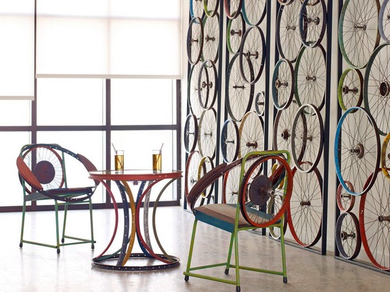 Decoração com partes de bikes