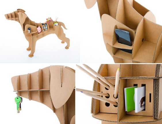 Porta-trecos de papelão Móvel com a forma de cãozinho