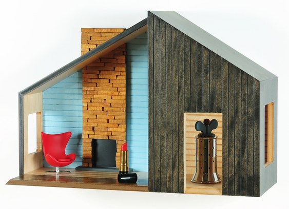 Maquete de madeira reciclada