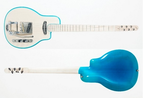 Guitarra elétrica de madeira e resina