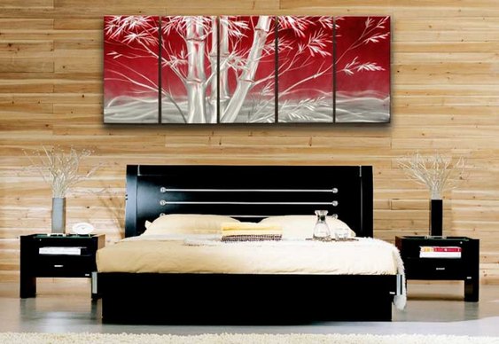 Quadro com paisagem para quarto Painel de alumínio escovado