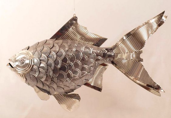 Peixe de lata reciclada Decoração náutica