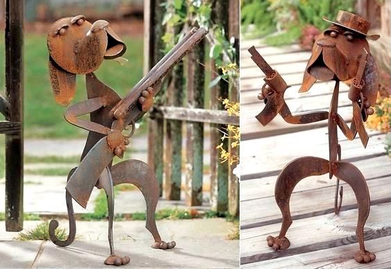 Esculturas de cachorros para jardins