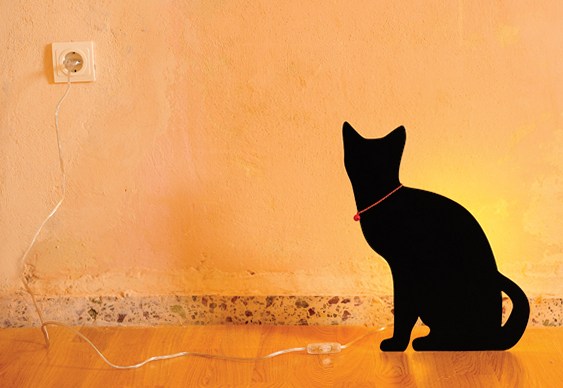 Silhueta iluminada de gato