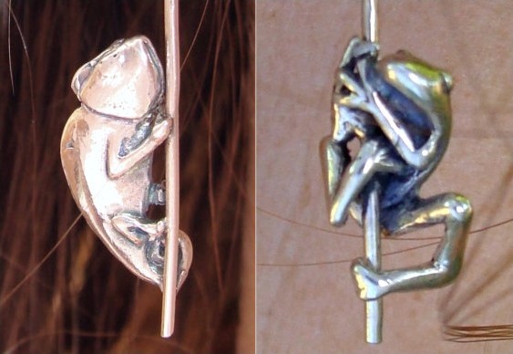 Brinco com sapinho e lagarto Joias pole dance