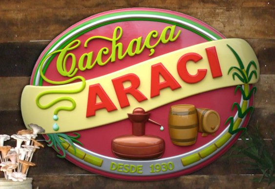 Letreiro 3D com logomarca Letreiro da Cachaça Araci