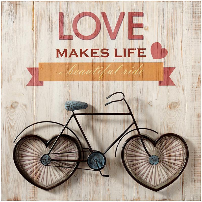 Enfeite de bike com coração Love makes life a beautiful ride