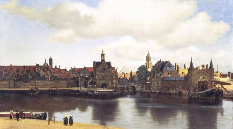 Pintura de cidade medieval