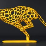 Escultura de guepardo, o mais veloz entre os felinos