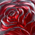 Rosa com reflexos holográficos esculpida em alumínio