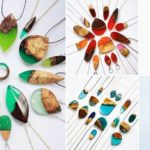 Bijuterias de madeira reciclada compostas com resina colorida