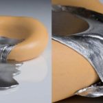 Tigela ou saboneteira de cerâmica e metal ‘escorrendo’