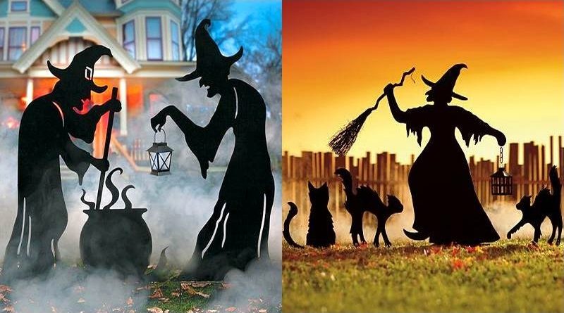 Bruxas com caldeirão e gatos pretos