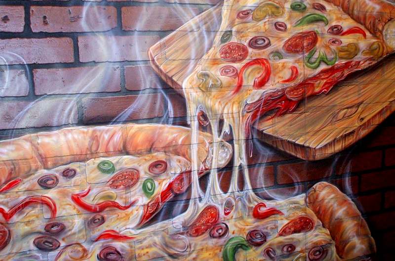 Painel artístico para pizzaria