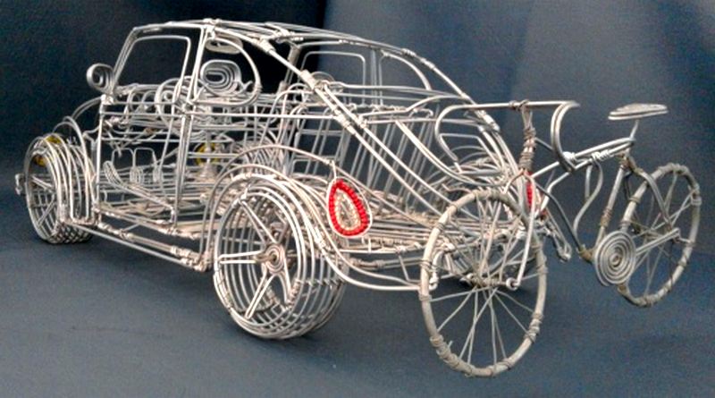 Réplica de Volks com fios de alumínio
