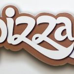 Letreiro, placa e painel em 3D para fachadas de pizzarias