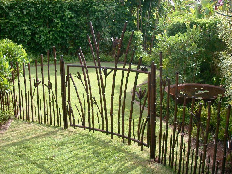Cerca de metal imitando bambu Decoração para jardim
