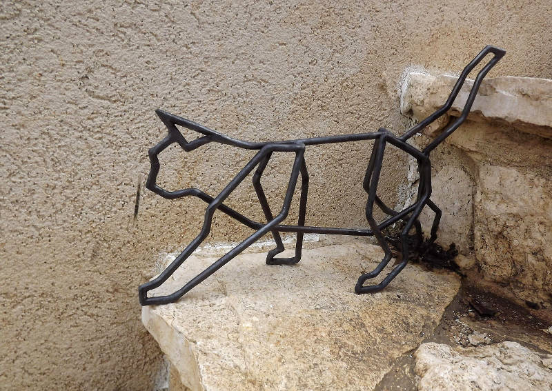 Gato em 3D de metal Gato para enfeitar escada