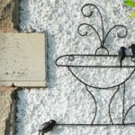 Painel de metal fonte d’água com pássaros para decorar jardim