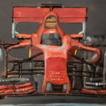 Carro de Fórmula 1 Ferrari em painel de parede em 3D de metal