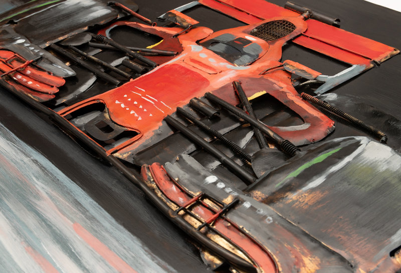 Escultura de carro de corrida F1