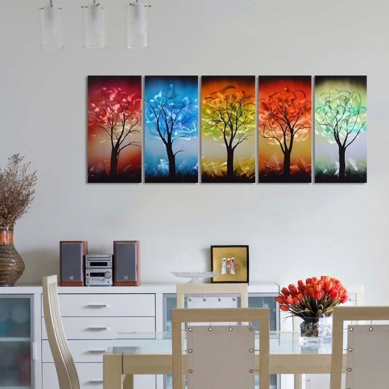 Painel holográfico com paisagem de árvores